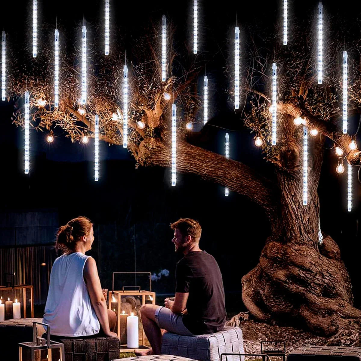 Luces Led Tipo Lagrima Meteoro 50 Cm - MULTICOLOR.