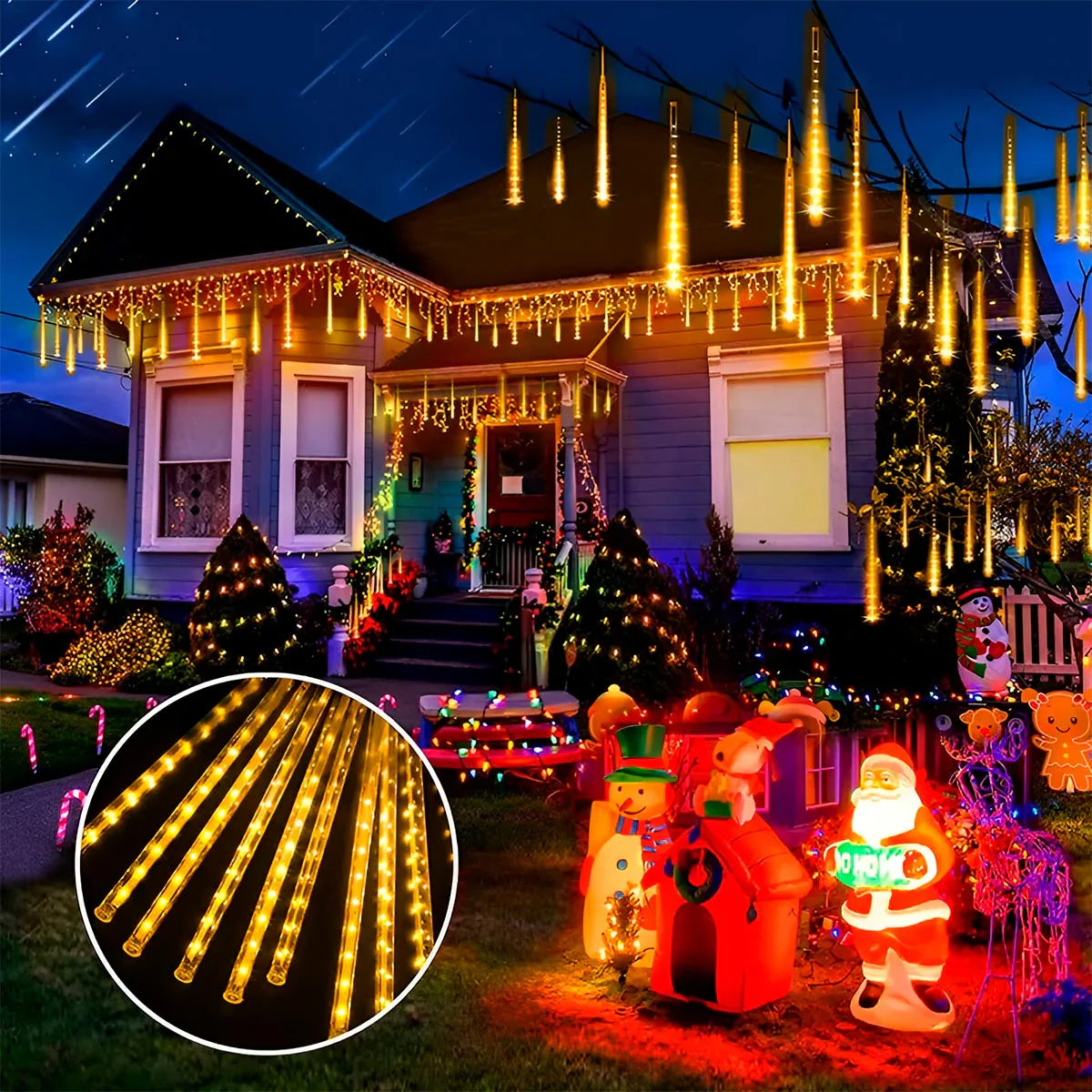 Luces Led Tipo Lagrima Meteoro 50 Cm - MULTICOLOR.