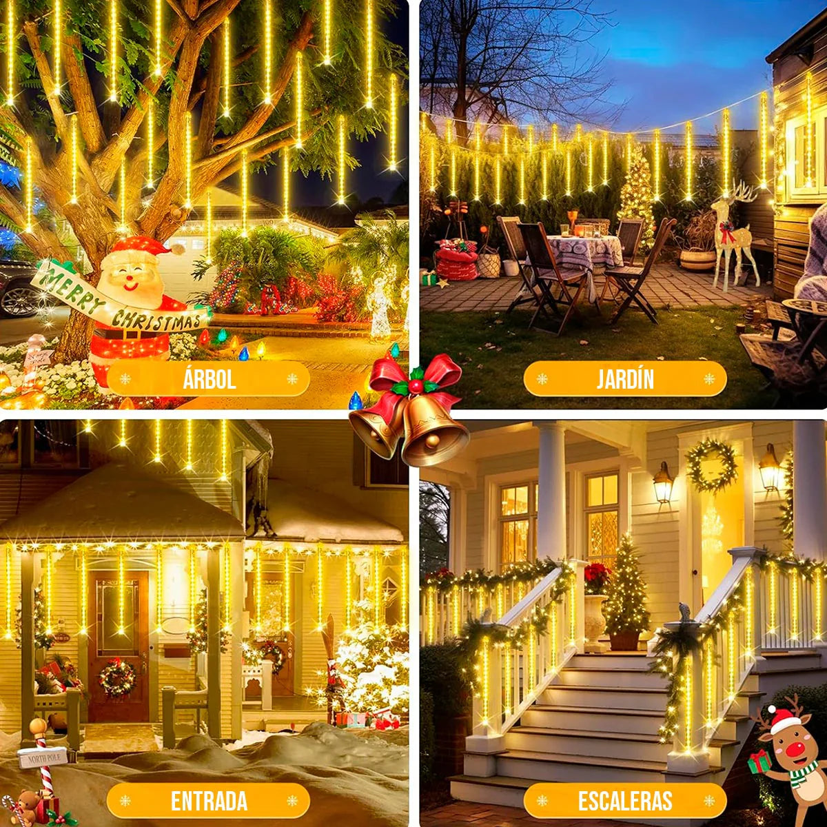 Luces Led Tipo Lagrima Meteoro 50 Cm - MULTICOLOR.