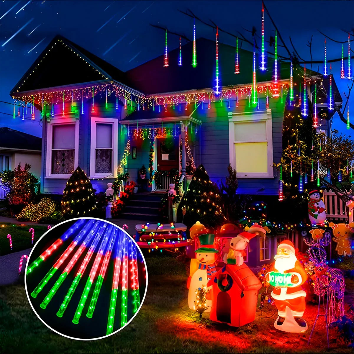 Luces Led Tipo Lagrima Meteoro 50 Cm - MULTICOLOR.